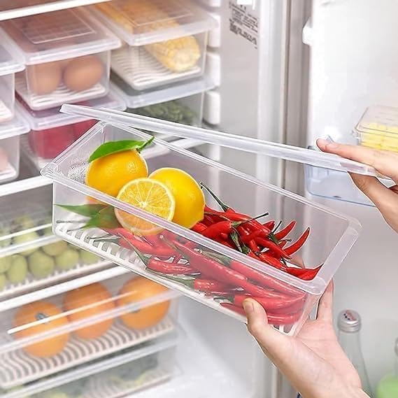 The Home Life Fridge Storage Containers with Drain Plate - PACK OF 6 ( 100% Money Back Gaurantee )