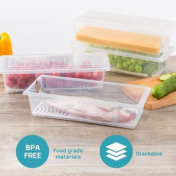 The Home Life Fridge Storage Containers with Drain Plate - PACK OF 6 ( 100% Money Back Gaurantee )