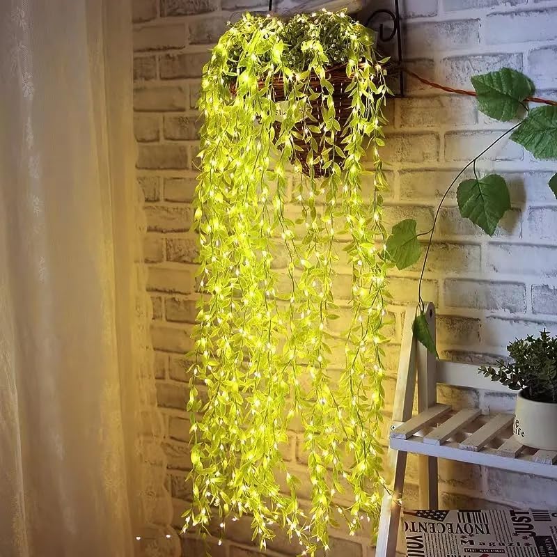 Artificial Leaf Curtain LED String Light Perfect for Bedroom, Garden & Festive Decor