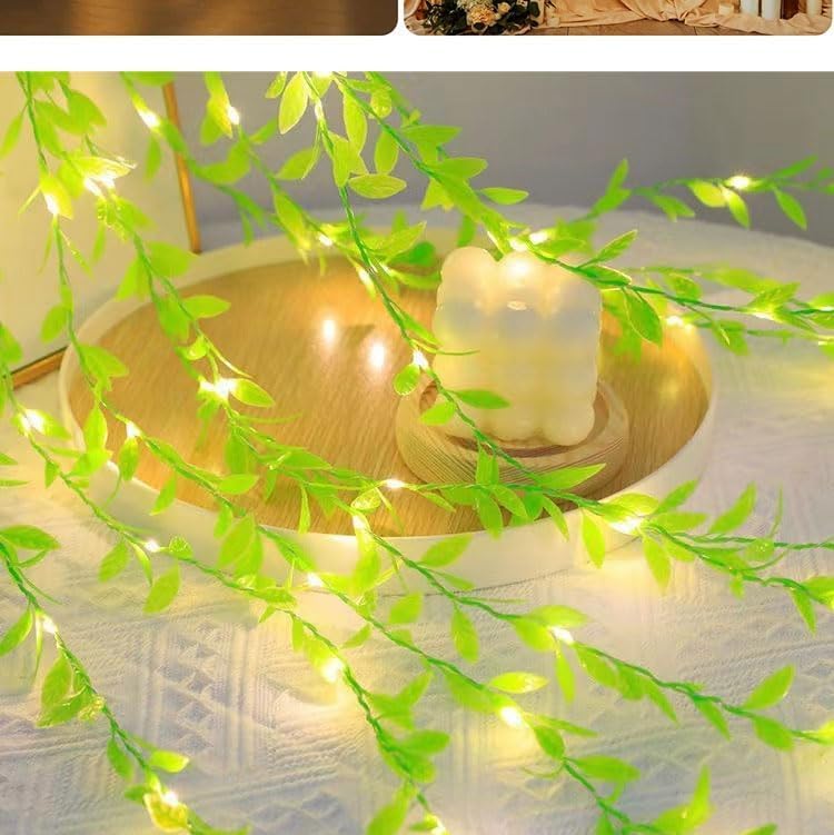 Artificial Leaf Curtain LED String Light Perfect for Bedroom, Garden & Festive Decor