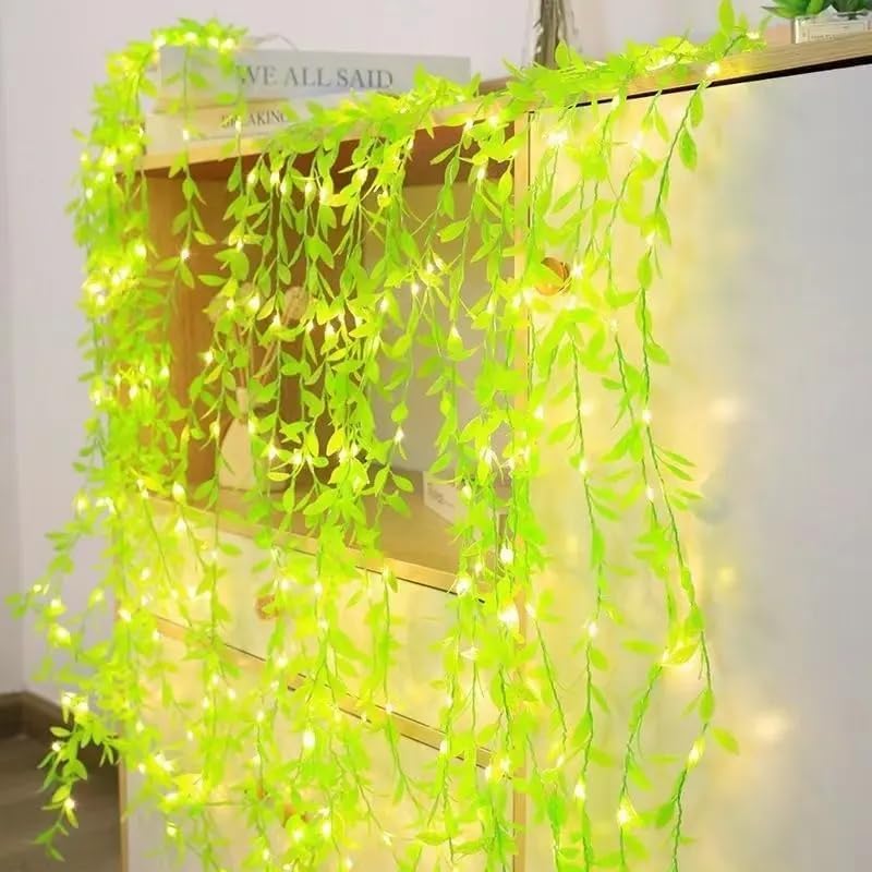 Artificial Leaf Curtain LED String Light Perfect for Bedroom, Garden & Festive Decor