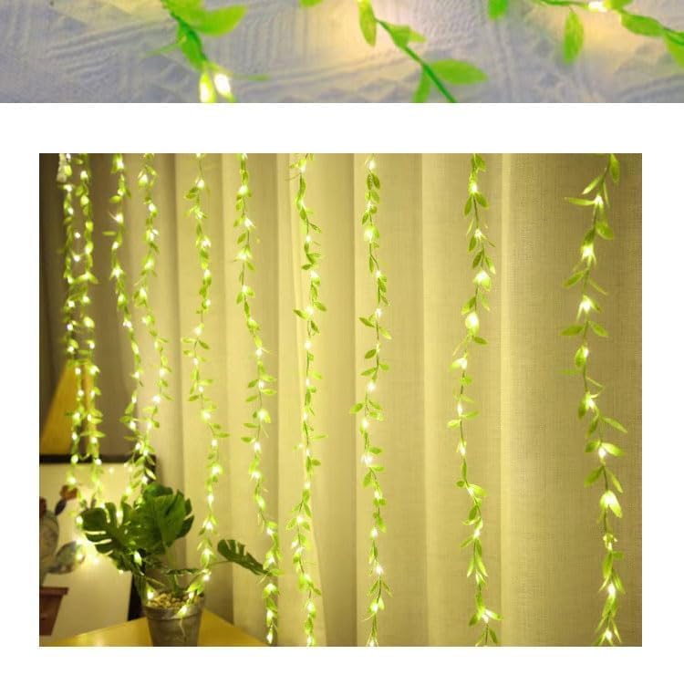 Artificial Leaf Curtain LED String Light Perfect for Bedroom, Garden & Festive Decor