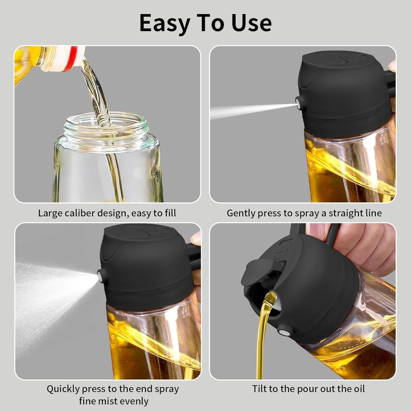 2 in 1 Glass Oil Sprayer and Dispenser Bottle,
