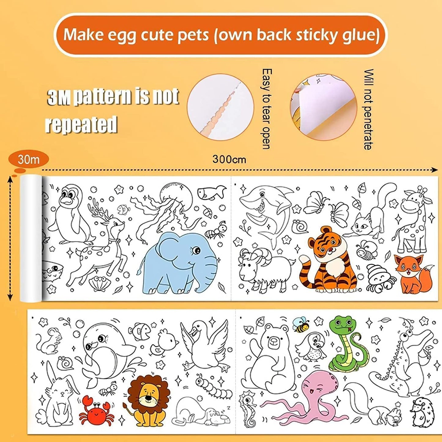 Drawing Paper Roll for Kids 30 X 300 Cm Large Coloring Poster for Toddler Children's