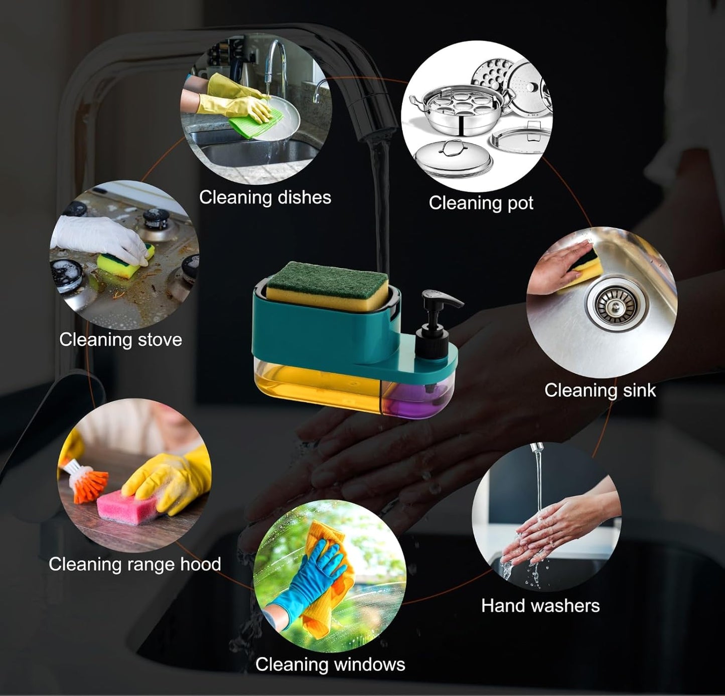3-In-1 Soap Dispenser With Sponge Holder